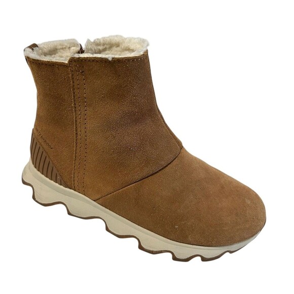 Sorel Kinetic Camel Brown Suede Waterproof Ankle Sherpa Boots Women’s size 8 - Picture 1 of 11